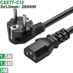 Cáp nguồn EU CEE 77- IEC320 C13 3x1.0mm 3