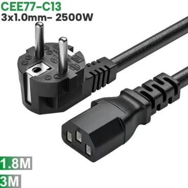 Home Full Width - Phụ Kiện Điện Tử Việt Nam Cáp nguồn EU CEE 77- IEC320 C13 3x1.0mm