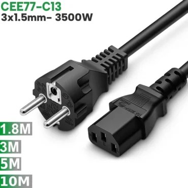 Home Full Width - Phụ Kiện Điện Tử Việt Nam Cáp nguồn EU CEE 77- IEC320 C13 3x1.5mm 2