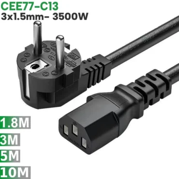 Cáp nguồn EU CEE 77- IEC320 C13 3x1.5mm