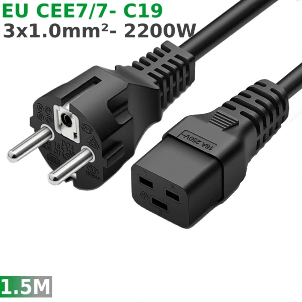 Cáp nguồn EU- IEC320 C19 3x1.0mm dài 1.5m 2