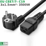 Cáp nguồn EU- IEC320 C19 3x1.5mm dài 1.8m