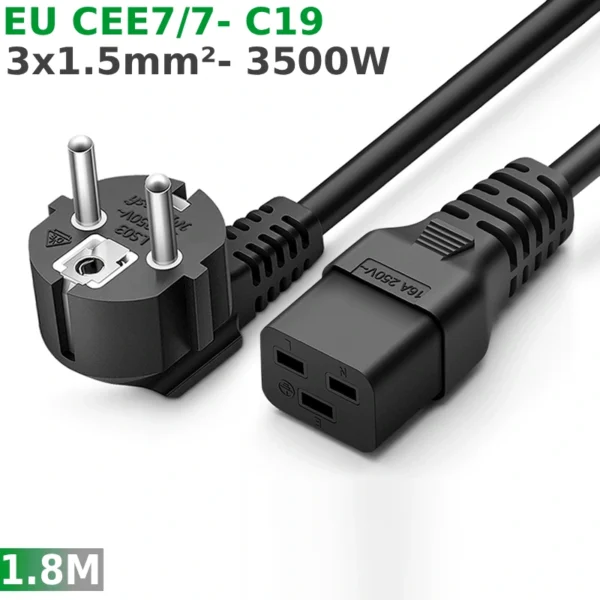 Cáp nguồn EU- IEC320 C19 3x1.5mm dài 1.8m