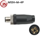 Đầu nối cảm biến M12 chống nước IP67 lắp hộp kỹ thuật 4 chân A-Code ZSJ M12H-MP-4P - Đầu phích đực M12H-M-4P