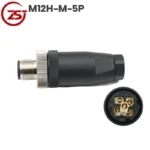 Đầu giắc nối cảm biến M12 chống nước IP67 lắp tủ điện 5 chân A-Code ZSJ M12H-MP-5P - Đầu phích đực M12H-M-5P