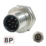 Đầu nối cảm biến M12 8 chân chống nước IP67 A-Code ZSJ M12H-MF-8P - Đầu đực 8 chân lắp mặt bích