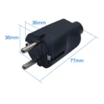 Phích cắm điện EU CEE 7/7 Schuko có tiếp địa 250V-16A GAPC-01 chân thẳng màu đen dùng cho UPS, máy tính - Chân thẳng