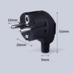 Đầu phích cắm nguồn EU CEE 7/7 Schuko 2 chân 250V-16A dùng cho UPS, máy tính - Đen