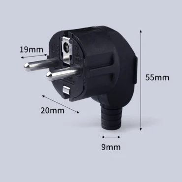 Đầu phích cắm nguồn EU CEE 7/7 Schuko Plug 2 chân tròn dùng cho máy tính, UPS ~ Màu sắc: Đen