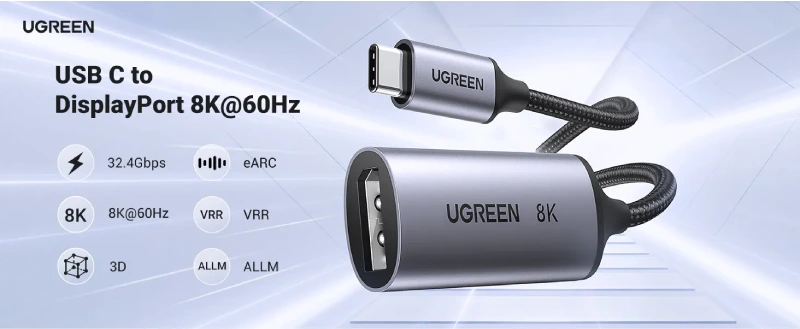 Cáp USB type C sang Dispalyport 8K 2
