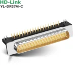 Đầu hàn bo mạch PCB DB37 37 chân đực-cái HD-Link bẻ góc và thẳng - Đầu đực chân đồng đặc, góc 90 độ YL-DR37M-C