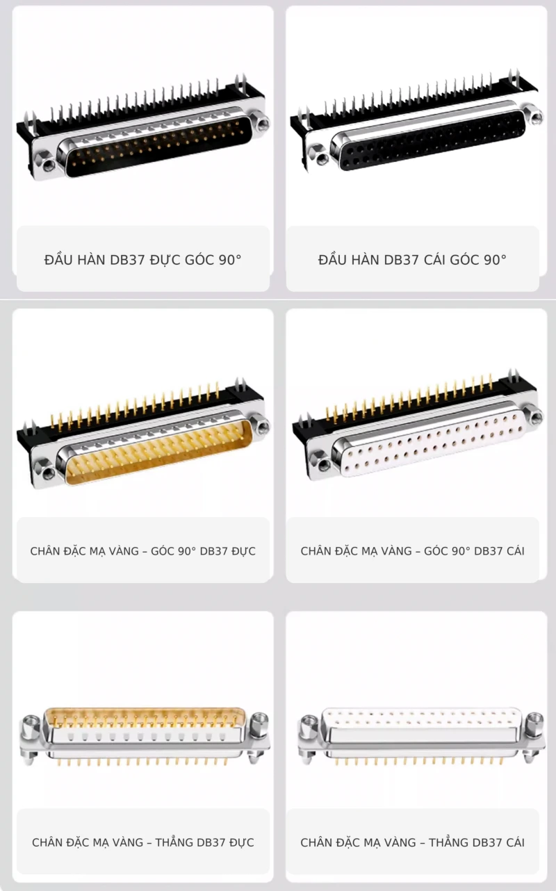 Đầu hàn bo mạch PCB DB37 37 chân đực góc 90 độ HD-Link YL-DR37M 3