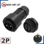 Phích nối điện chống nước IP68 lắp bảng điều khiển ZSJ M25-MP 2 -5 chân - 2 chân