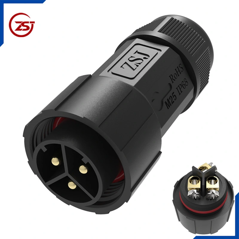 Đầu nối điện chống nước IP68 lắp bảng điều khiển ZSJ-M25-MP-3P 5