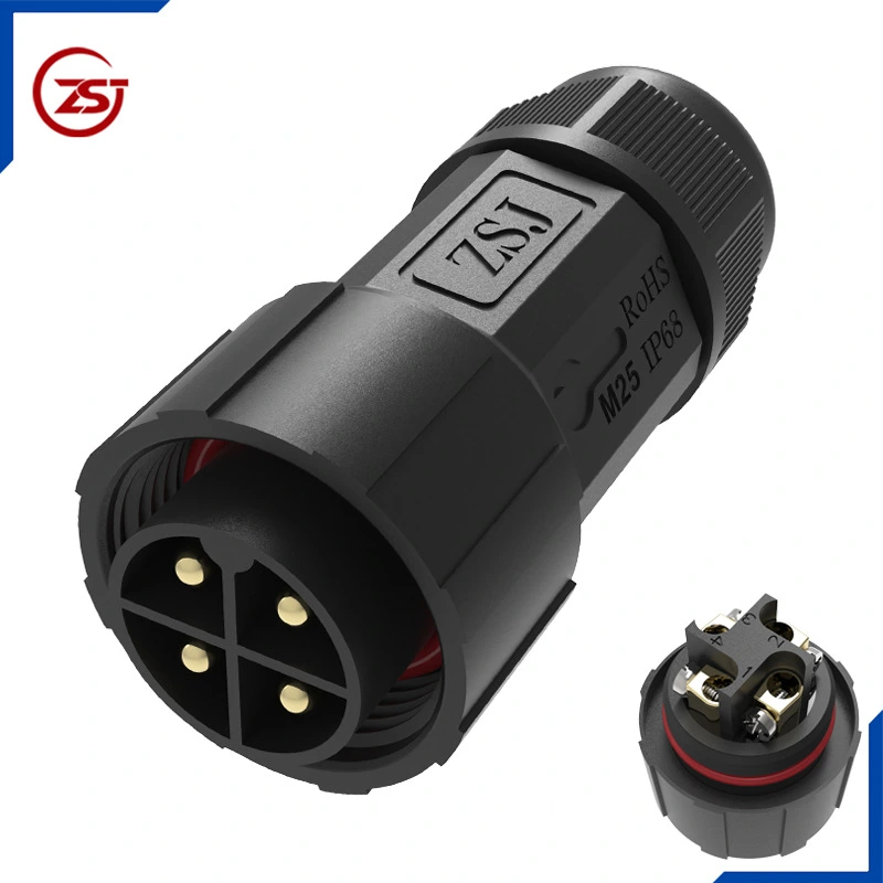 Đầu nối điện chống nước IP68 lắp bảng điều khiển ZSJ-M25-MP-4P 2