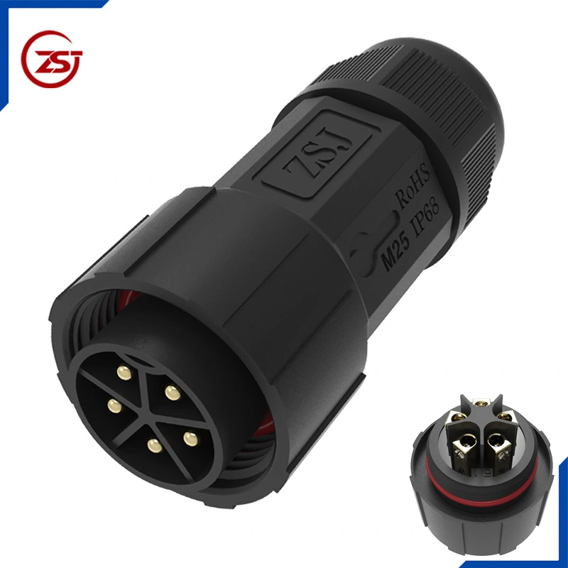 Đầu nối điện chống nước IP68 lắp bảng điều khiển ZSJ-M25-MP-5P 2