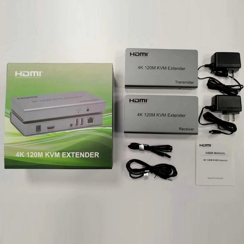 Bộ chuyển đổi HDMI và USB sang cáp mạng 4K 120M KVM Extender Bộ chuyển đổi HDMI và USB sang cáp mạng 4K 120M KVM Extender
