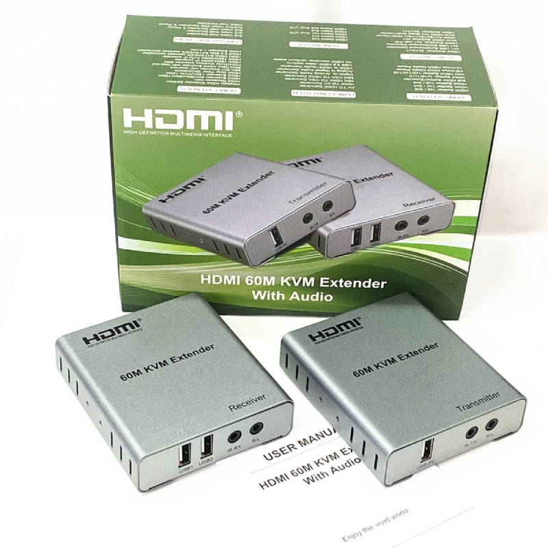 Bộ chuyển đổi HDMI và USB sang cáp mạng 60M KVM Extender - Phụ Kiện Điện Tử Việt Nam Bộ chuyển đổi HDMI và USB 60m KVM Extender