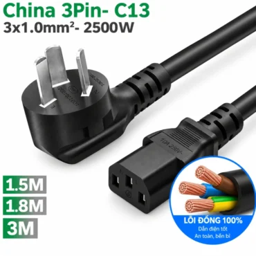 Cáp nguồn China 3Pin- IEC320 C13 3x1.0mm 0