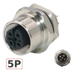 Đầu giắc nối cảm biến M12 chống nước IP67 lắp tủ điện 5 chân A-Code ZSJ M12H-MP-5P - Đầu cái lắp mặt bích M12H-PF-5P