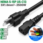 Cáp nguồn 3 chân C13 lõi đồng 3x1.0mm dài 1.5m đến 3m 0