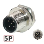 Đầu nối cảm biến M12 chống nước IP67 kiểu chữ L 4/5/8 chân A-Code ZSJ-M12H - 5 chân đực mặt bích