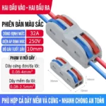 Cầu đấu dây điện nhanh cần gạt SPL, đầu nối dây điện đa cổng 250V/32A - 2 ra 2 (SPL-2C)