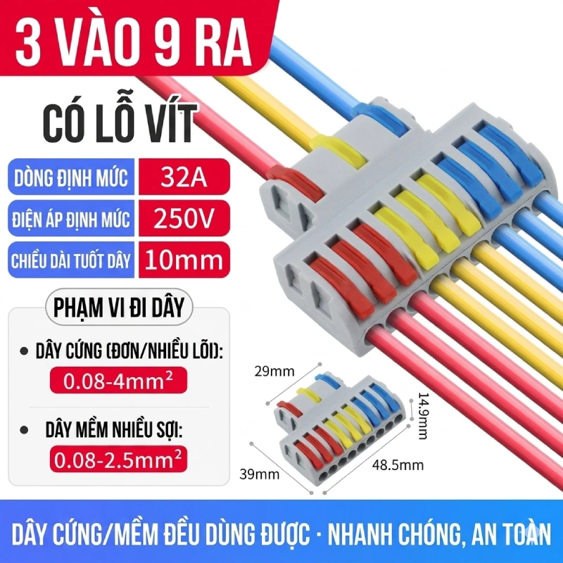 Cầu nối điện nhanh 3 ra 9 SPL-93