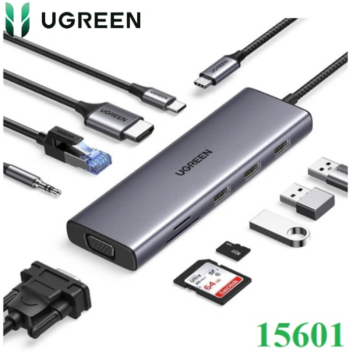 Bộ chia USB type C 10 trong 1 Ugreen 15601 Bộ chia USB type C 10 trong 1 Ugreen 15601