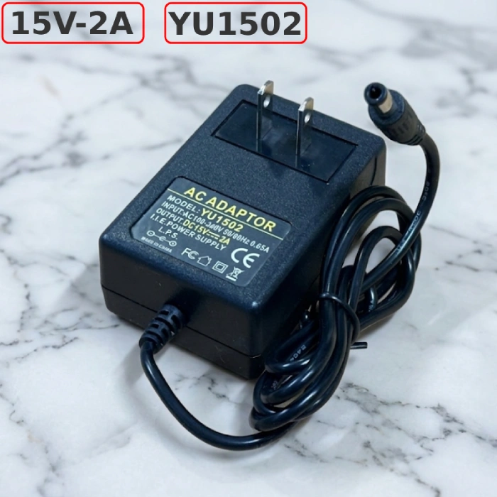 Nguồn DC Adapter 15V-2A 30W cắm tường YU1502 chân cắm đầu ra tròn 5.5x2.5mm - Phụ Kiện Điện Tử Việt Nam Nguồn DC 12V-2A YU1502 0