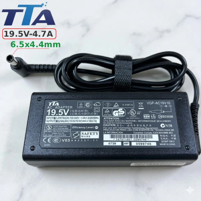 Bộ nguồn DC 19.5V-4.7A 90W chân kim 6.5x4.4mm chính hãng TTA - SO90 dùng cho màn hình LG, laptop Sony - Phụ Kiện Điện Tử Việt Nam Nguồn DC 19.5V- 4.7A