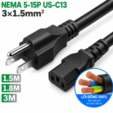 Cáp nguồn 3 chân Nema 5-15P sang C13 0