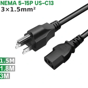 Dây cáp nguồn 3 chân chuẩn Mỹ Nema 5-15P sang C13 lõi đồng nguyên chất 3 x 1.5mm dài 1.5m, 1.8m, 3m - Phụ Kiện Điện Tử Việt Nam