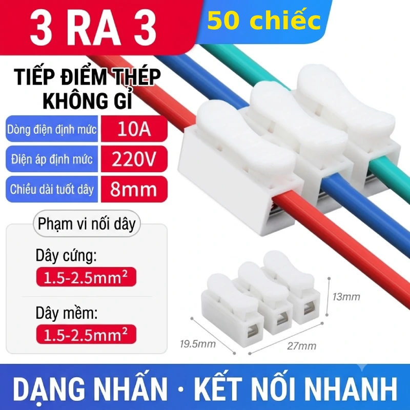 Cầu đấu nối dây điện nhanh 3-3 CH-3F