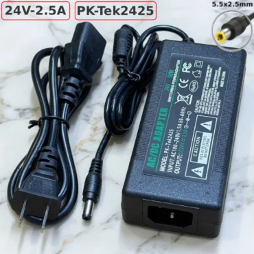 Nguồn Adapter DC 24V 2.5A 60W PK-Tek2425 – chân DC 5.5x2.5mm - Phụ Kiện Điện Tử Việt Nam