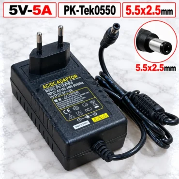 Nguồn Adapter 5V 5A 20W PK-Tek0550 cắm tường, Jack DC 5.5x2.5mm tương thích 5.5x2.1mm, phích EU/US - Phụ Kiện Điện Tử Việt Nam